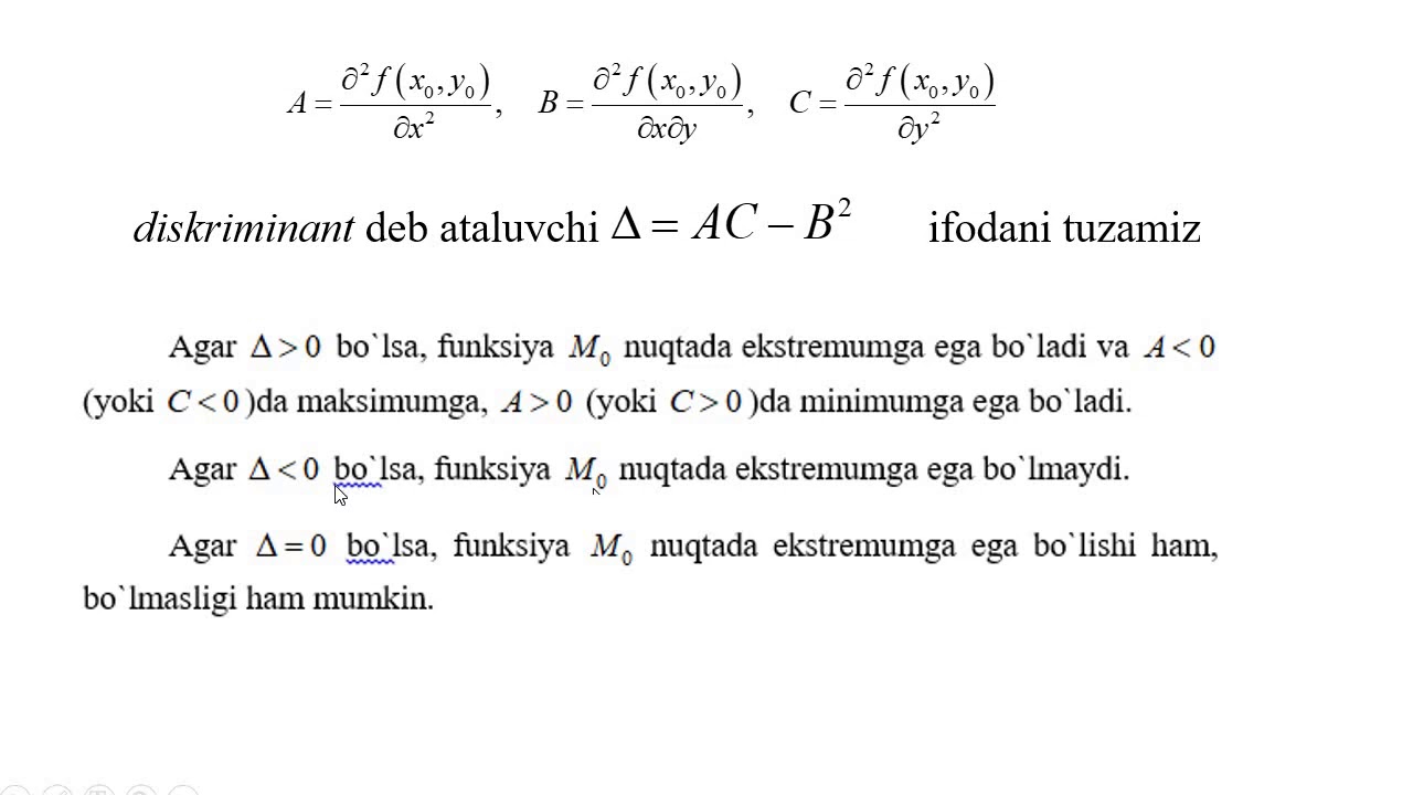 Ikki o'zgaruvchili funksiyaning ekstremumi