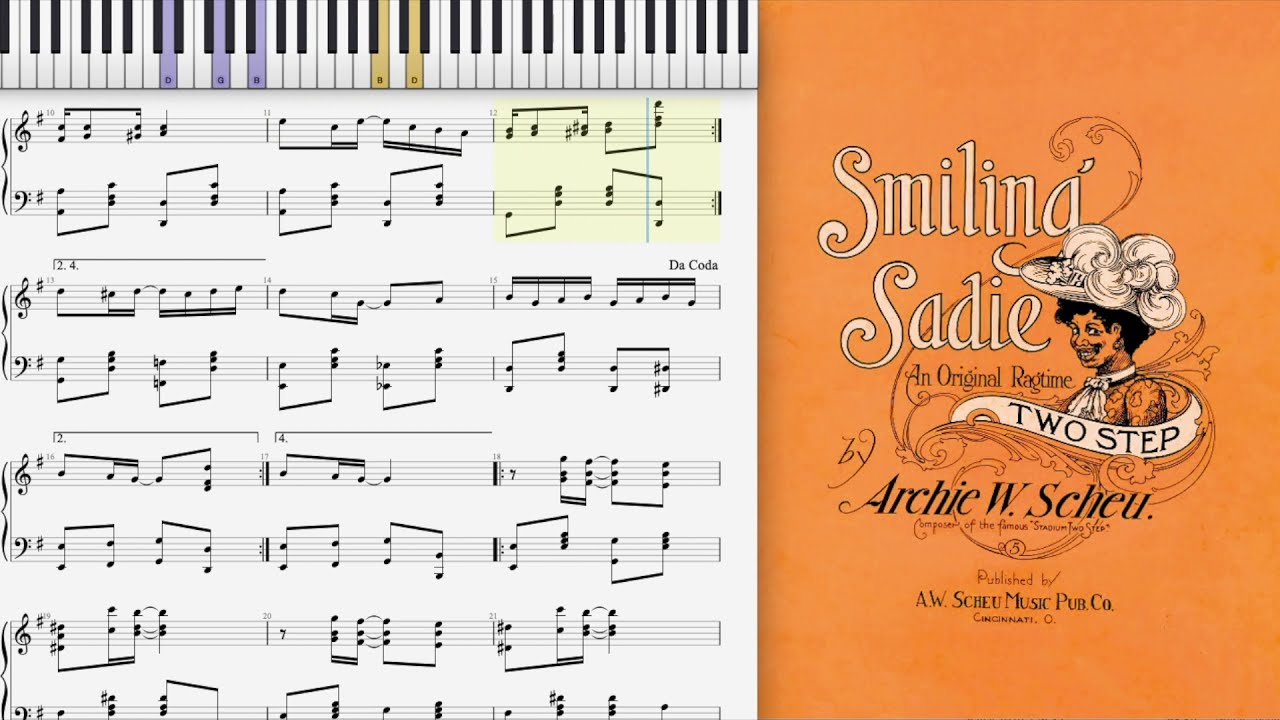 Smiling Sadie by Archie Scheu (1905, Ragtime piano)