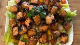 cách làm Cá hồi lúc lắc salad rất nhanh và ngon /  recipe how to make salmon shake salad .