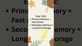 Primary Memory vs Secondary Memory