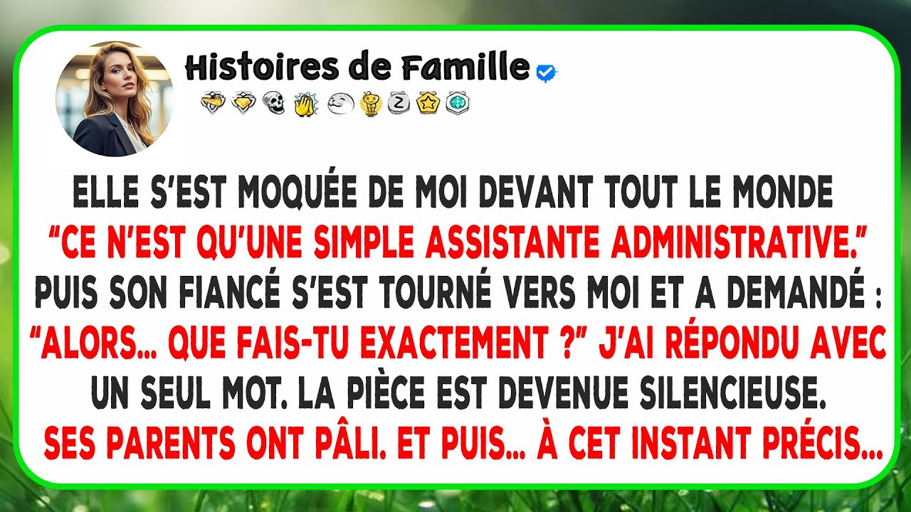 Ma sœur s’est moquée de moi devant tout le monde, puis son fiancé est devenu livide et a dit : “Tu..