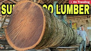 Explode! This super old coconut lumber sawmilll is done using a homemade sawmill