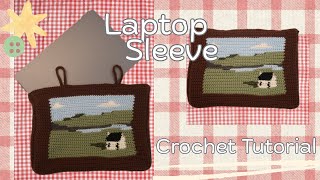 Tapestry Crochet Laptop Case  ✿ with Landscape Design  ✿ functional & protective (tutorial) ✿