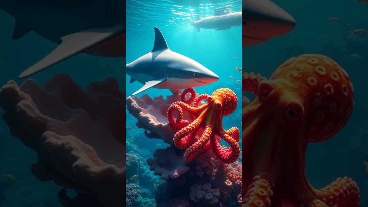 Shark and Octopus Create Stunning Underwater Art! 