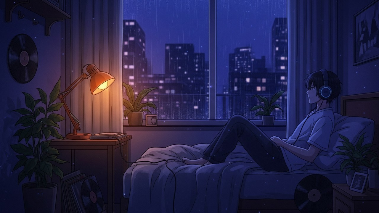 Deep Sleep Lofi – Rainy Night Piano & Soft Ambience