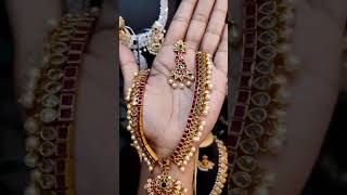 Hit Design Real kemp necklace with earrings Rs 1399