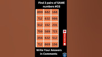 Genius Level Challenge Can You Find 3 Pairs of Hidden Numbers?