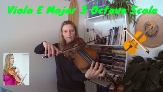 Viola E Major 3-Octave Scale - performance & tutorial - quarter note = 100 & 70 - with slurs