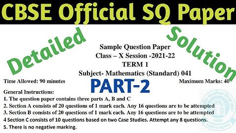 Class 10 Maths CBSE Sample Paper 2021-2022 Solution | Analysis of CBSE Sample question Paper 21-22 |