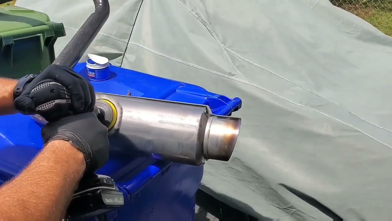 Blue magic metal Polish old Honda exhaust