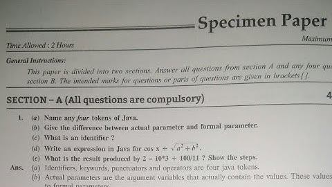 ICSE 2020 SOLVED COMPUTER SPECIMEN PAPER