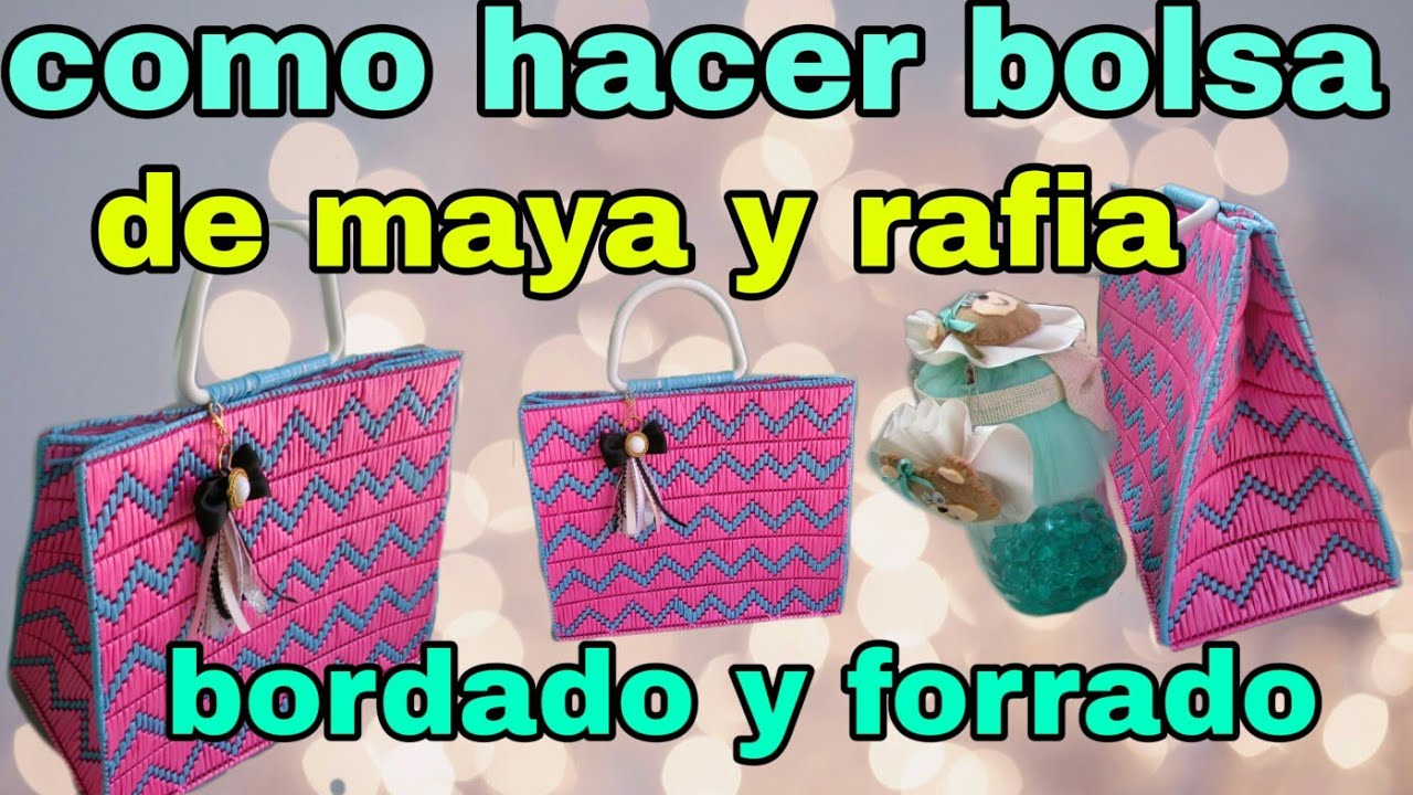 COMO HACER BOLSA DE RAFIA Y PLASTICA!! (Puntada cuadrada facil)plastic canva - YouTube