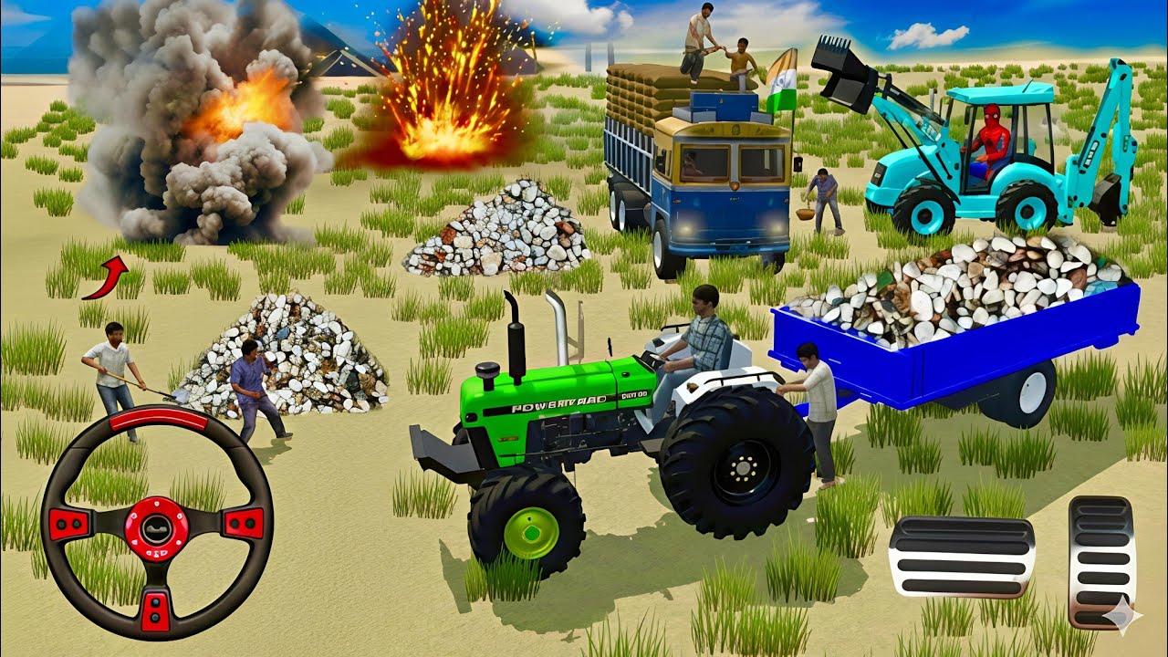 🔴Drive JCB and Uploading 🪨🏗Stone From Dumper🌋 Truck in Game #truck​ #jcb​ #tractor​ #dumper​ #games​