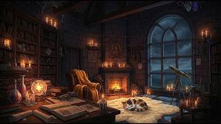 3 Hours of Rain in a Quiet Wizard's Tower 🌧️ Relaxing Rain Ambiance for Sleep, Study, & Focus