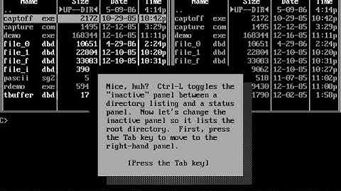 Демо-ролик Norton Commander for DOS v. 1.00 - 1986 год.