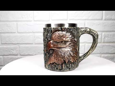 Bronzed Wildlife Majestic Bald Eagle Coffee Mug With Rustic Tree Bark Body Art Bronzed Wildlife Majestic Bald Eagle Coffee Mug With Rustic Tree Bark Body Art
