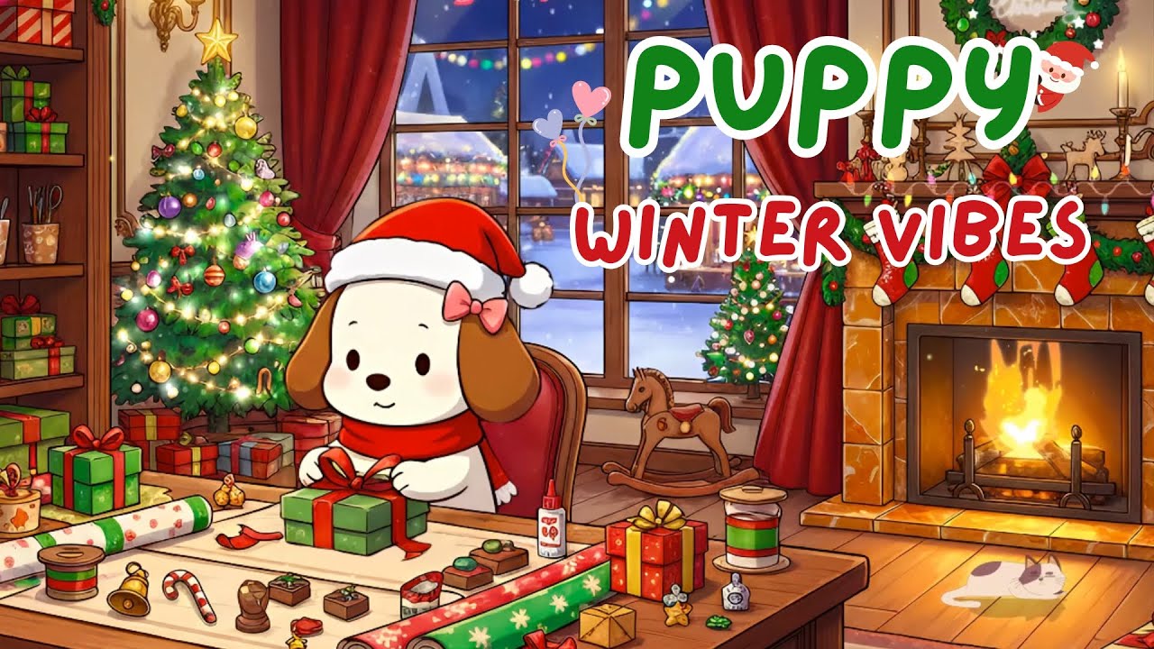 Holiday Stress Relief Lofi 🎶 Music for Wrapping Gifts Studying 🎄 Cozy Fireplace Ambience