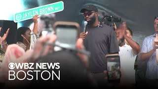 Crowd packs Boston Common to bid farewell to Jaylen Brown