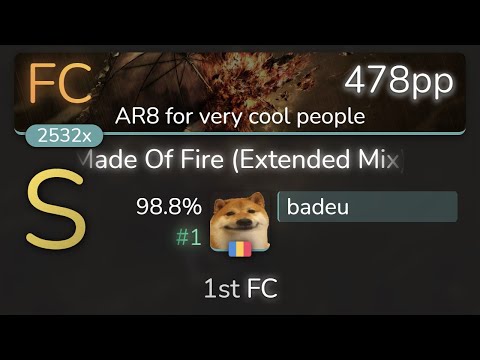 badeu | Niko - Made Of Fire (Extended Mix) [AR8 for very cool people] 98.8% {#1 478pp FC} - osu!