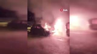 Bir Anda Yanmaya Başladı, Alevler Önündeki Araca Sıçradı