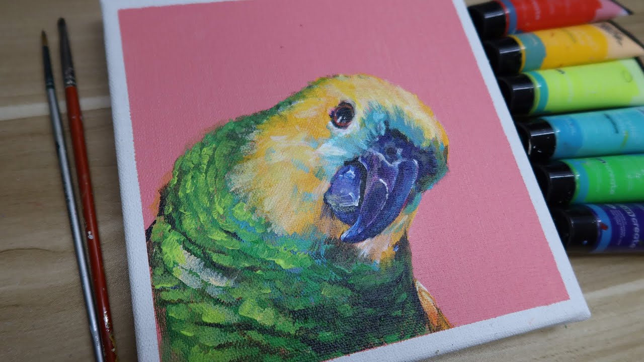 Acrylic painting /How to paint a parrot/Easy painting Tutorial #75 ...