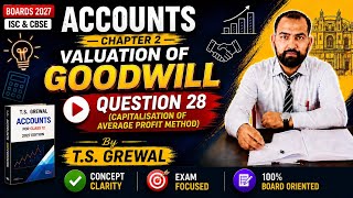 Goodwill Chapter 2 | Question 28|Capitalisation of Average Profit Method| Class 12 Accounts| ISC2027