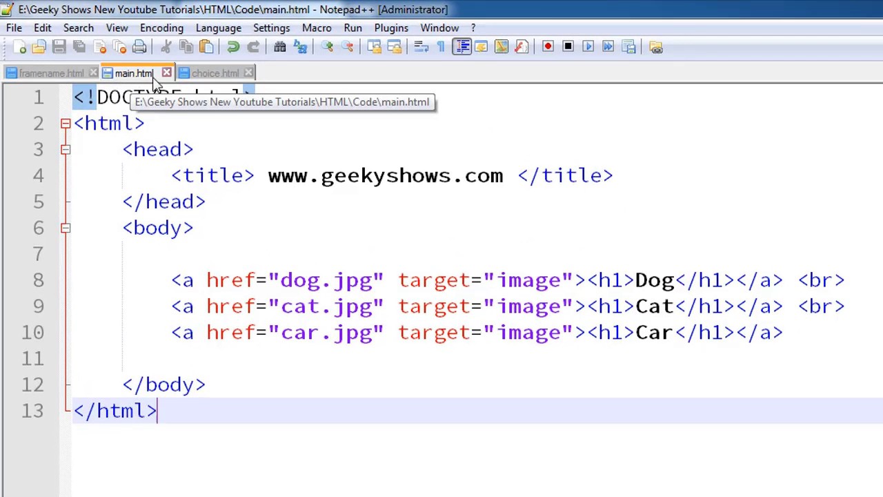 80. Frame As Hyperlink Target In Html (Hindi)