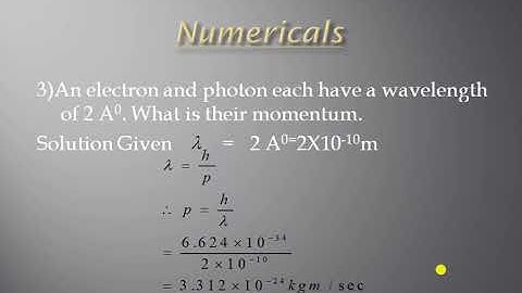 Numericals on Quantum Mechanics