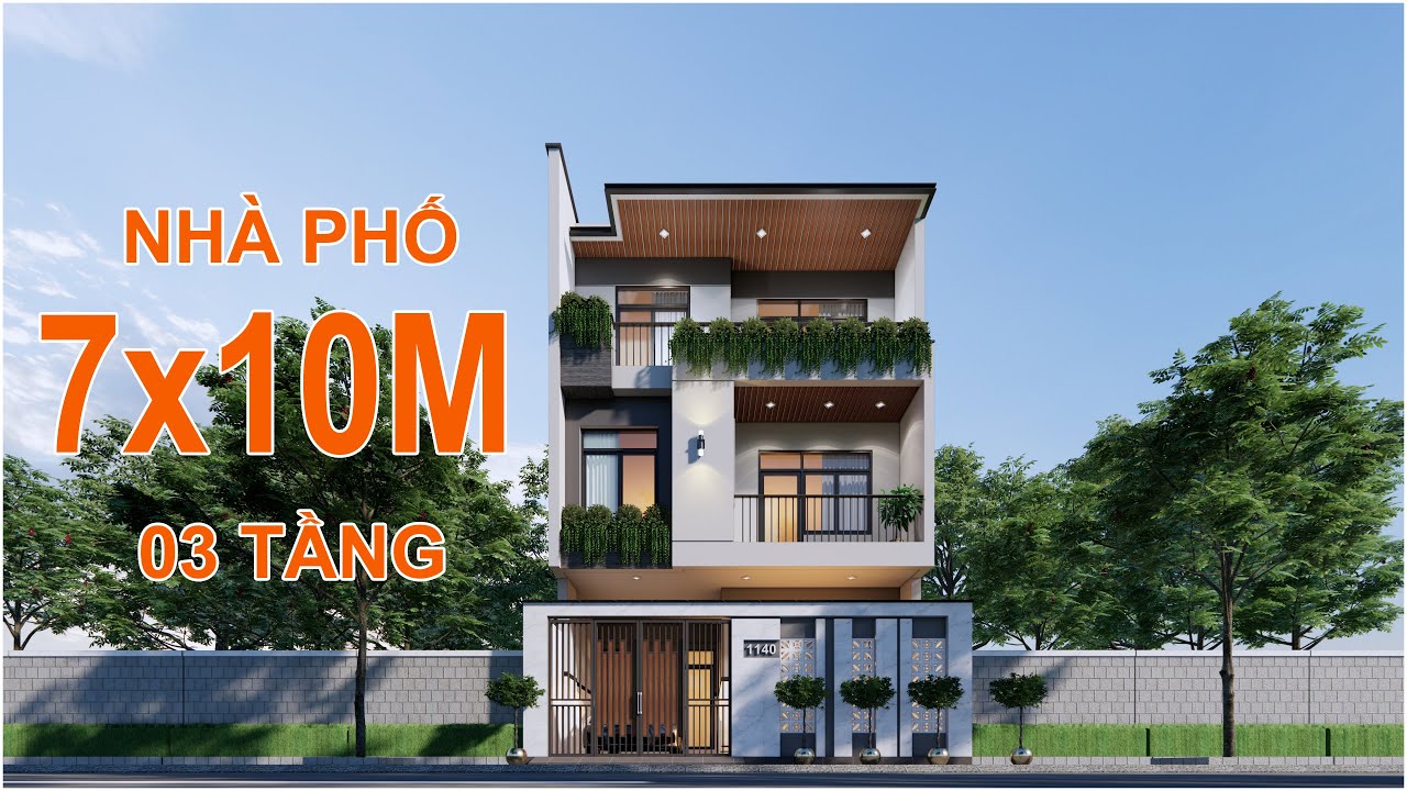 Mẫu Nhà Phố 7x10m (7x7m) - 3 Tầng - 3 Phòng Ngủ | HD.CONS | MẪU HD ...