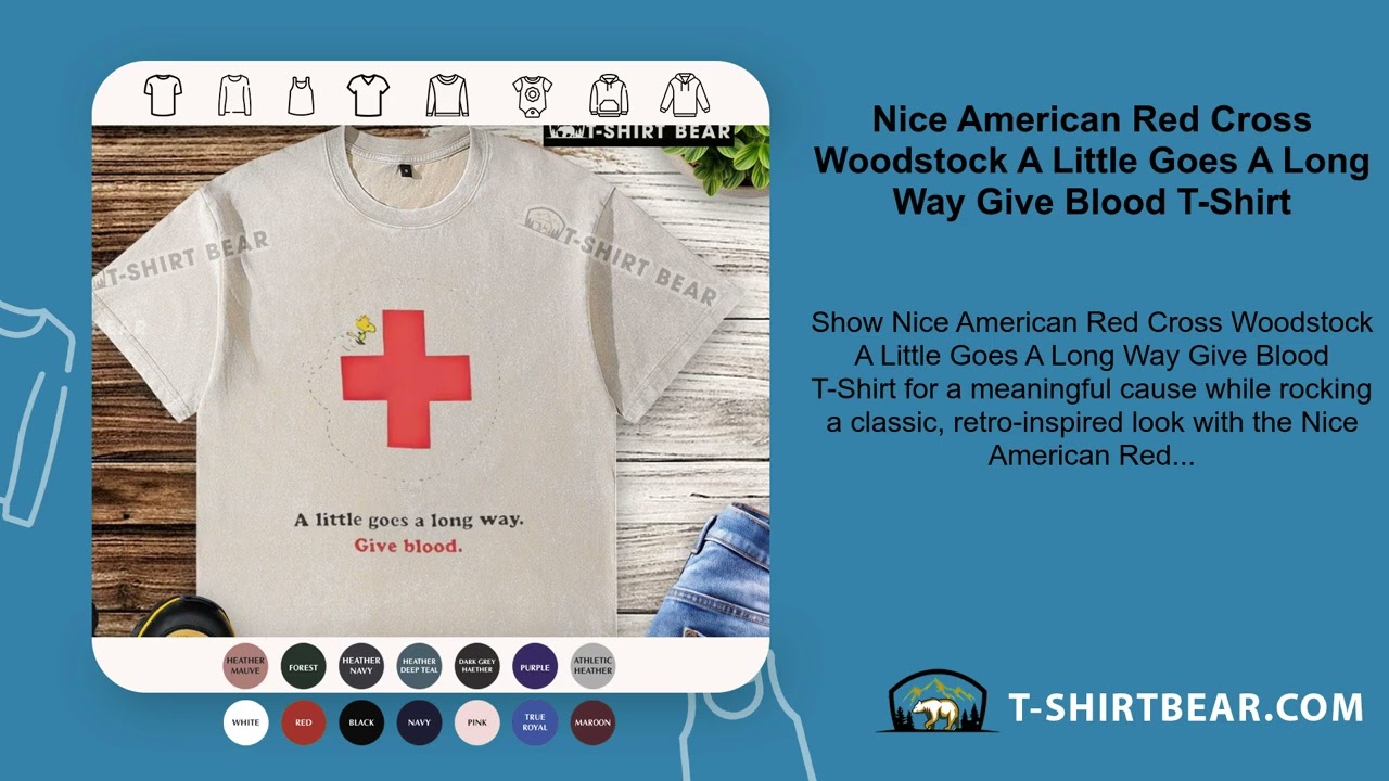 Nice American Red Cross Woodstock A Little Goes A Long Way Give Blood T-Shirt