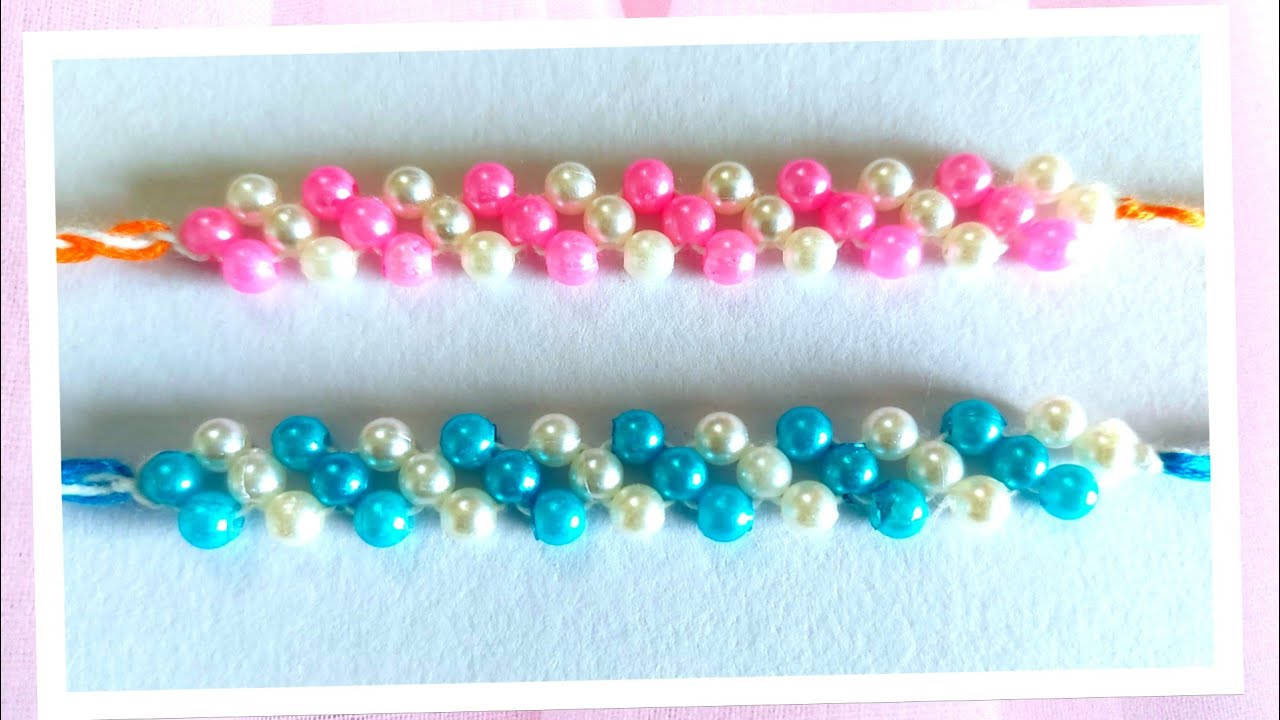 BEADS RAKHI MAKING AT HOME IDEAS/Easy Handmade Pearl Rakhi 2022/DIY ...
