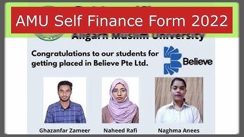 AMU Self finance Application form 2022 | AMU Class 11 Self finance form 2022 | AMU MBA Placements