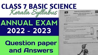 class 7 basic science annual exam 2022 2023 question paper and answers