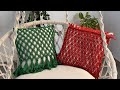 للمبتداين أسهل واشيك كوشن بالعقدة المربعة macrame cushion for beginners