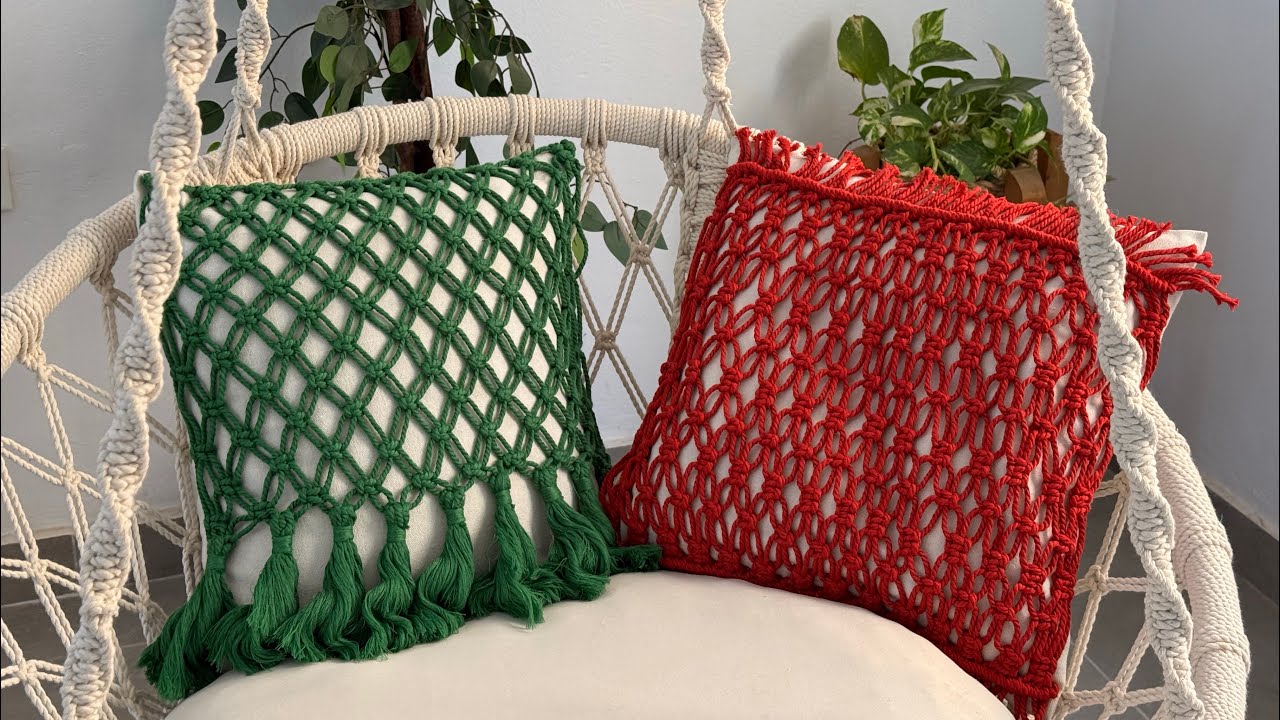 للمبتداين أسهل واشيك كوشن بالعقدة المربعة macrame cushion for  beginners 