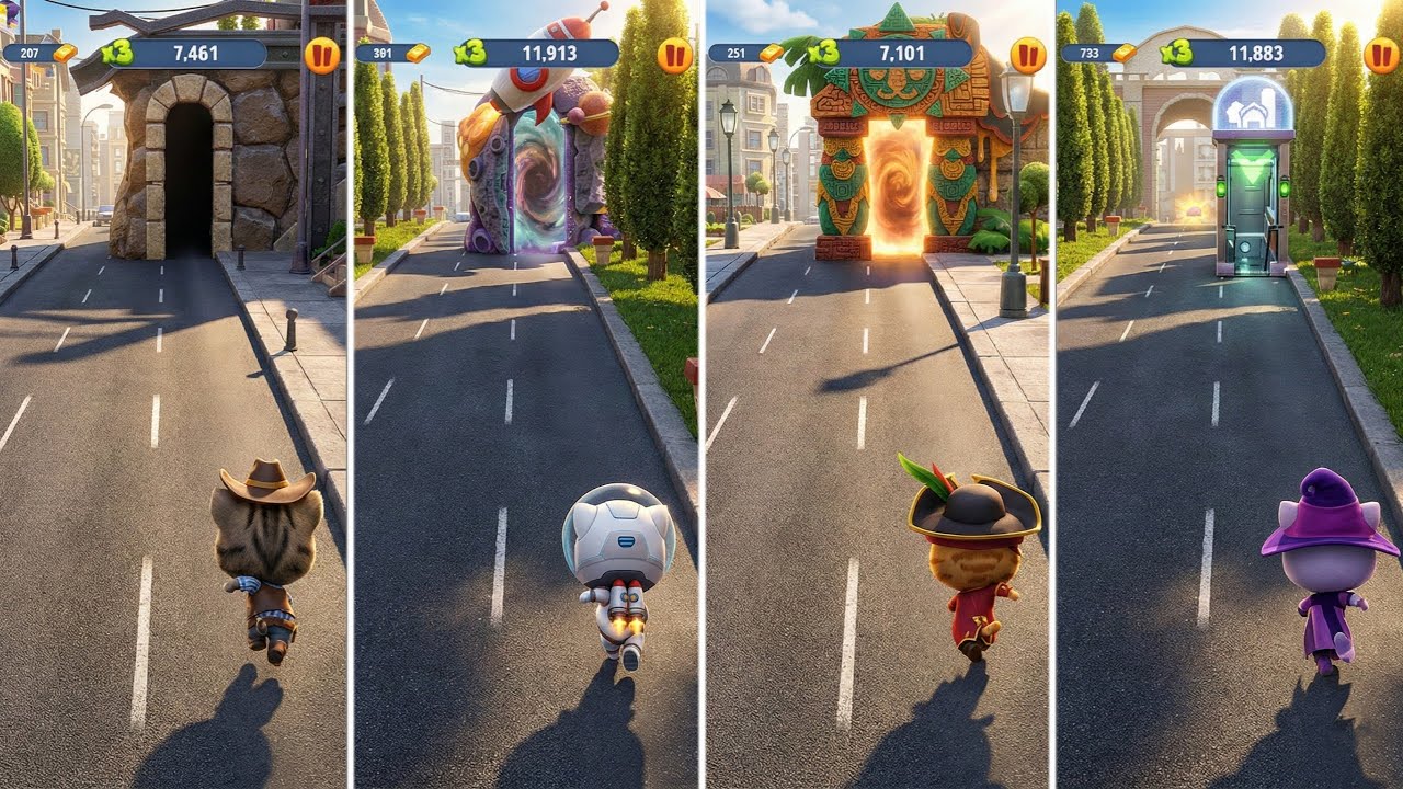 Talking Tom Gold Run: Talking Tom,Talking Angela,Talking Ginger,Witch Angela (Android/iOS) Gameplay