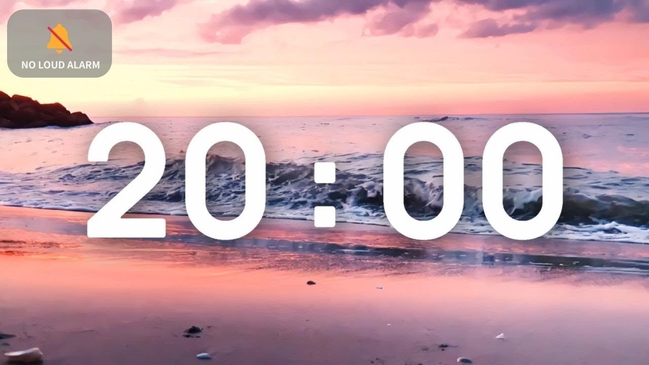 20 Minute Classroom Timer | Calm Ocean Waves & Relaxing Music | No Loud Alarm