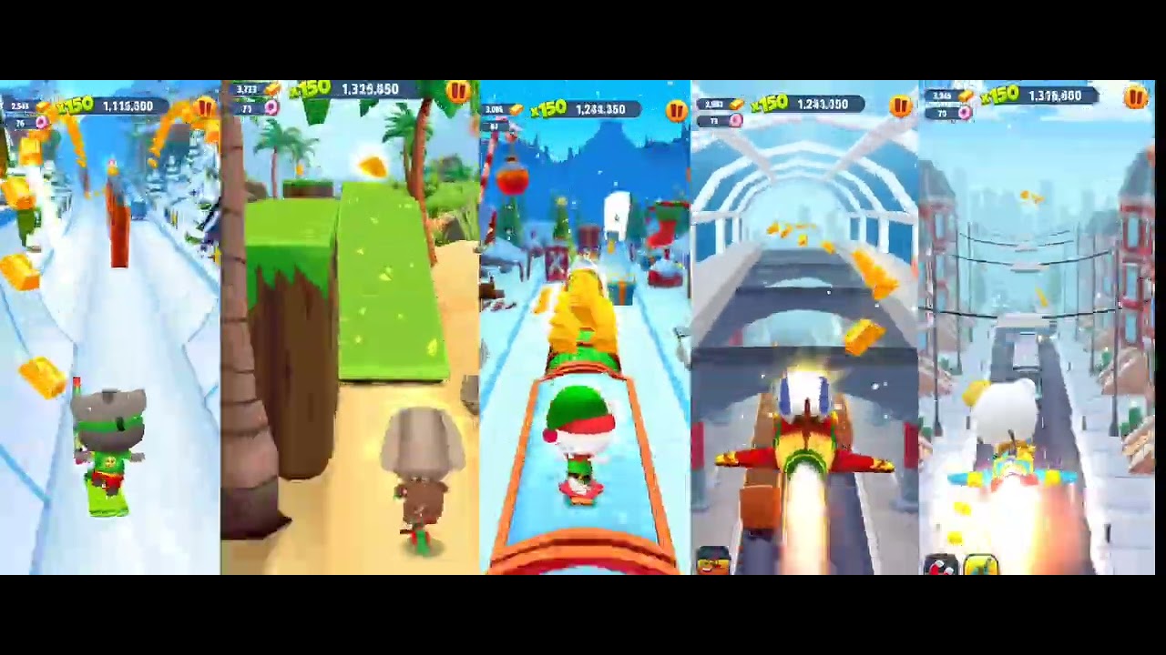 Splashy Tom vs Gingerbread Ben vs Elf Angela vs Kung Fu Hank vs Polar Bear Angela #tomgoldrun