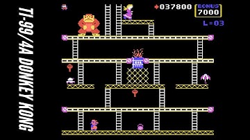 CozyAzeroth Plays "Donkey Kong" for the Texas Instruments TI-99/4A Home Computer (Atarisoft, 1983)