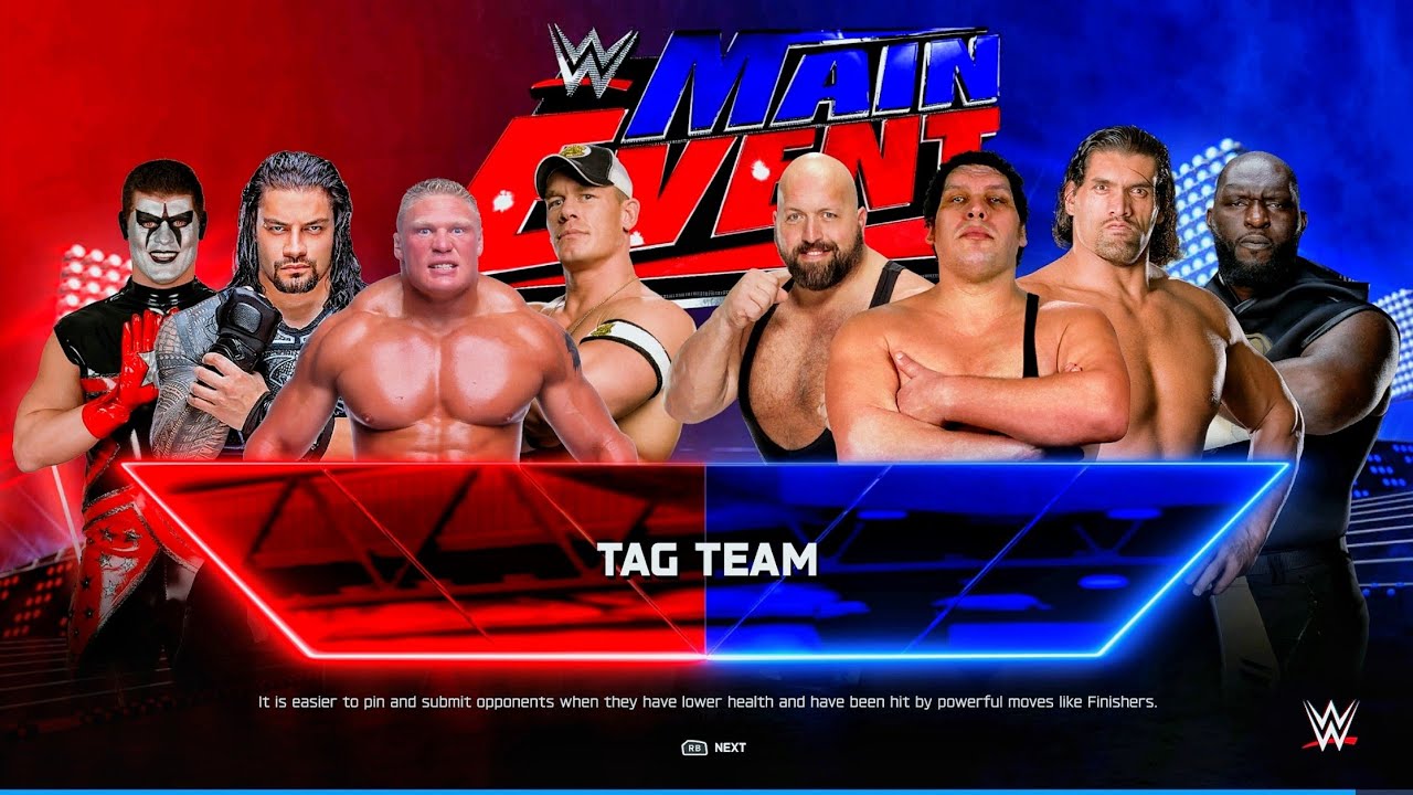 Lesnar, Reigns, Cena & Stardust Vs Andre The Giant, Khali, Big Show & Omos - Tag Team Match 