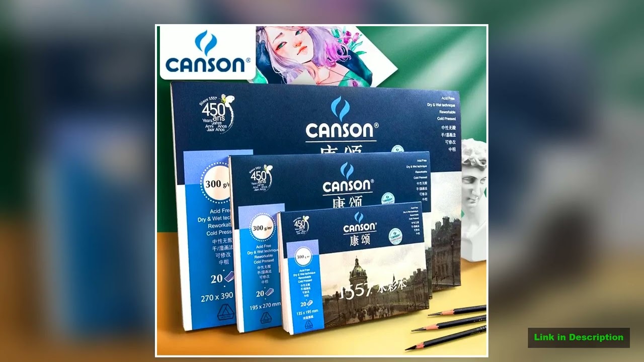 canson 1557 Watercolor Paper 300gm2 Water Color Painting Paper 20Sheets Hand Painted Watercolor