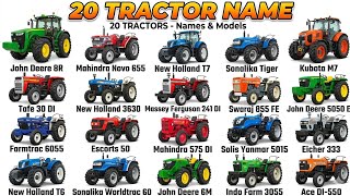 20 ट्रैक्टर के नाम | Learn 20 Tractor Names in English and Hindi | Farming Vehicles for Kids