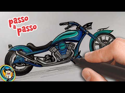 Como desenhar uma moto chopper  Tutorial de desenho passo a passo