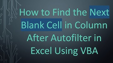 How to Find the Next Blank Cell in Column After Autofilter in Excel Using VBA