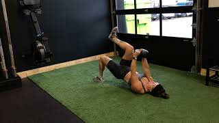 Single leg floor hip thrust pullover (kettlebell)