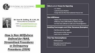FBAR NonWillfulness Defined: Streamlined Procedures & Delinquency Procedures (Golding & Golding)