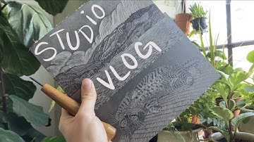 ART STUDIO vlog 08 | linocut BLOCK PRINT carving