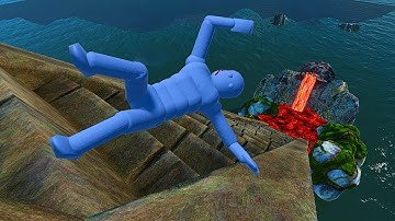 Testing Euphoria Physics Ragdolls Falling Comparison! On Molten Lava