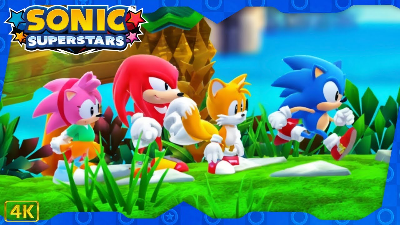 Sonic Superstars ⁴ᴷ Bridge Island Zone (Story Mode, All 7 Chaos Emeralds) 4-Players