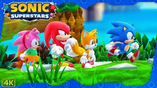 Sonic Superstars ⁴ᴷ Bridge Island Zone (Story Mode, All 7 Chaos Emeralds) 4-Players